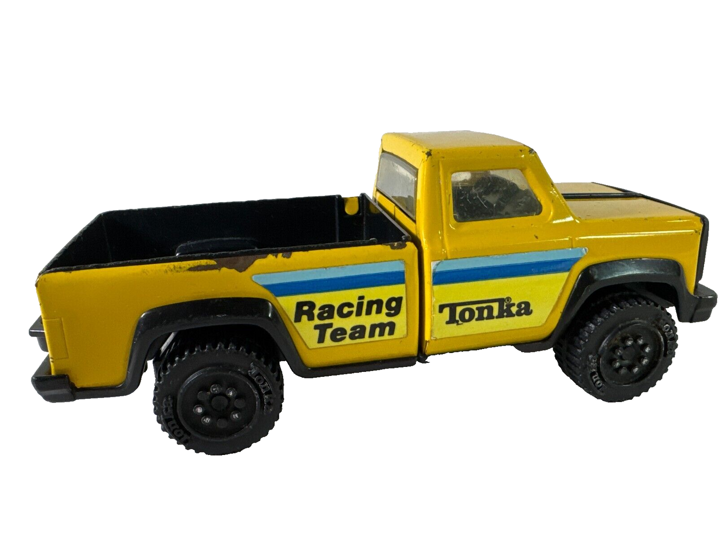 Vintage Tonka Racing Team Pickup Truck Yellow Blue Steel USA Off-Road Tires