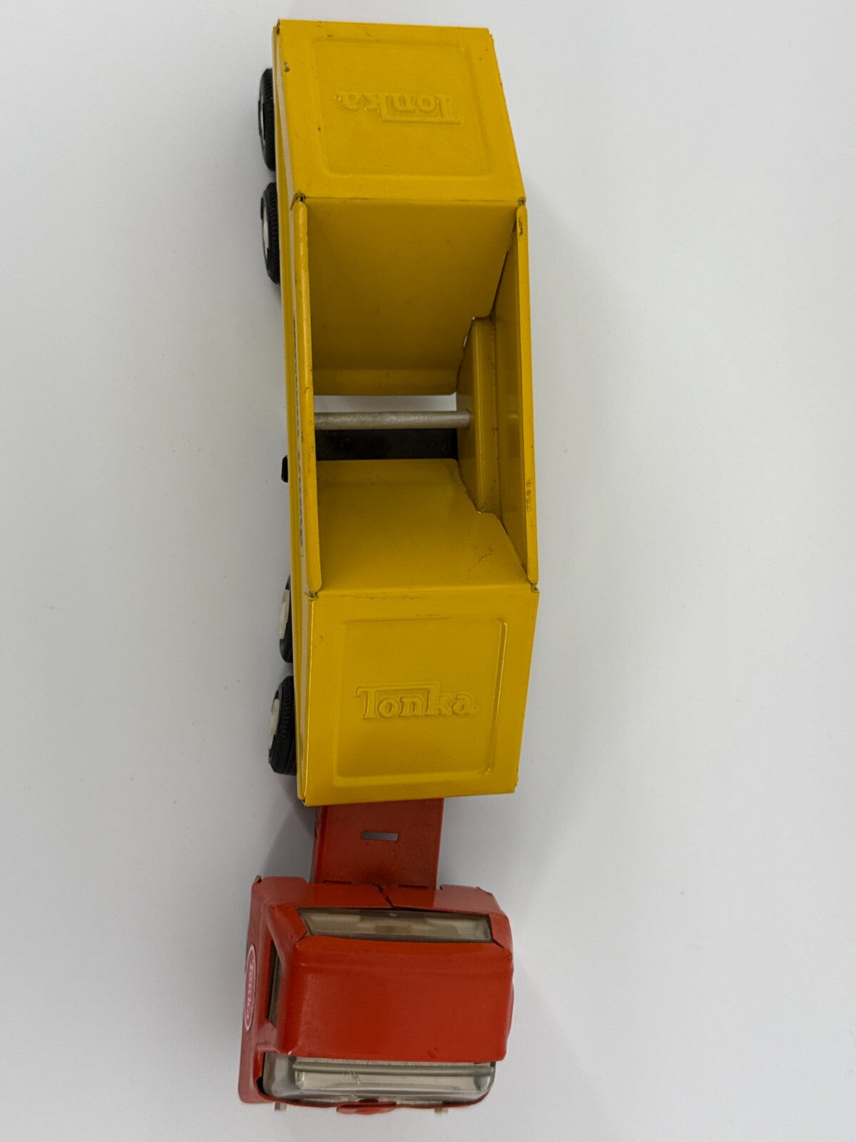 VTG 1970s Tonka Mini Bottom Dump Truck Yellow Orange Cab Steel Toy 9.25β USA Mad