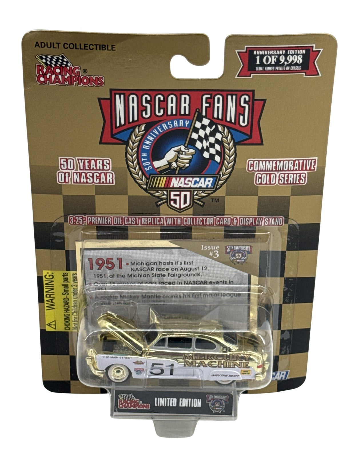 Vintage NASCAR Die Cast Car Mercury Machine Gold Series 50th Anniversary Limited