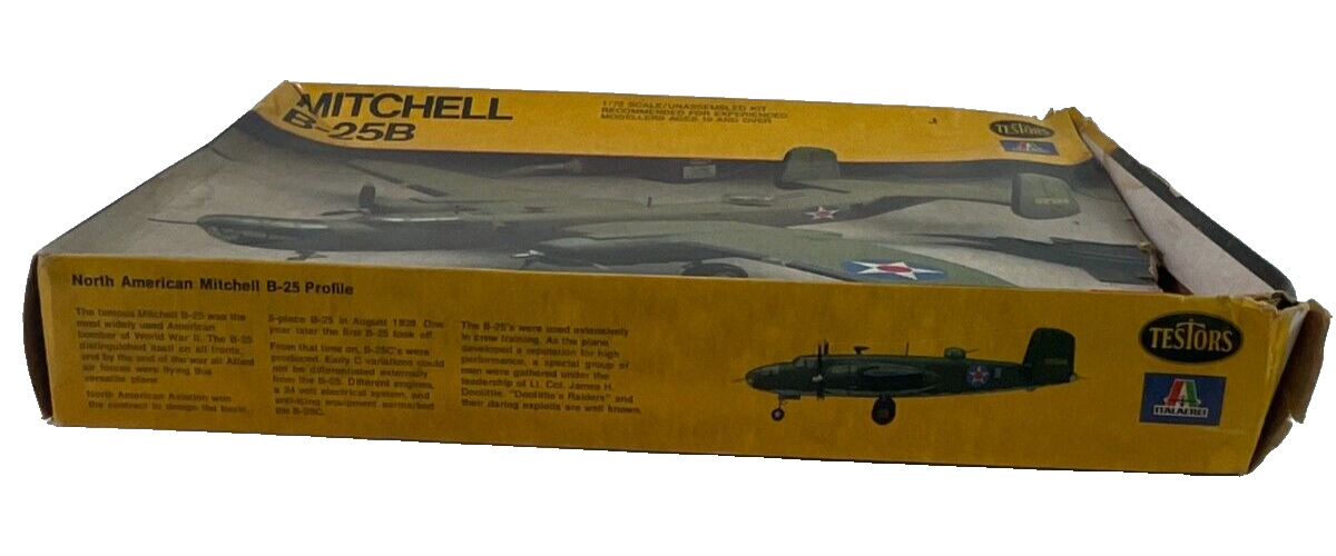 1/72 Testors Italeri Mitchell B-25B WWII US Bomber Model Kit 861 Open Box 2168