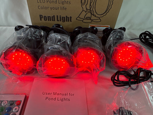 SHOYO RGB LED Pond Lights Waterproof IP68 Remote 16 Color Underwater 4-Pack