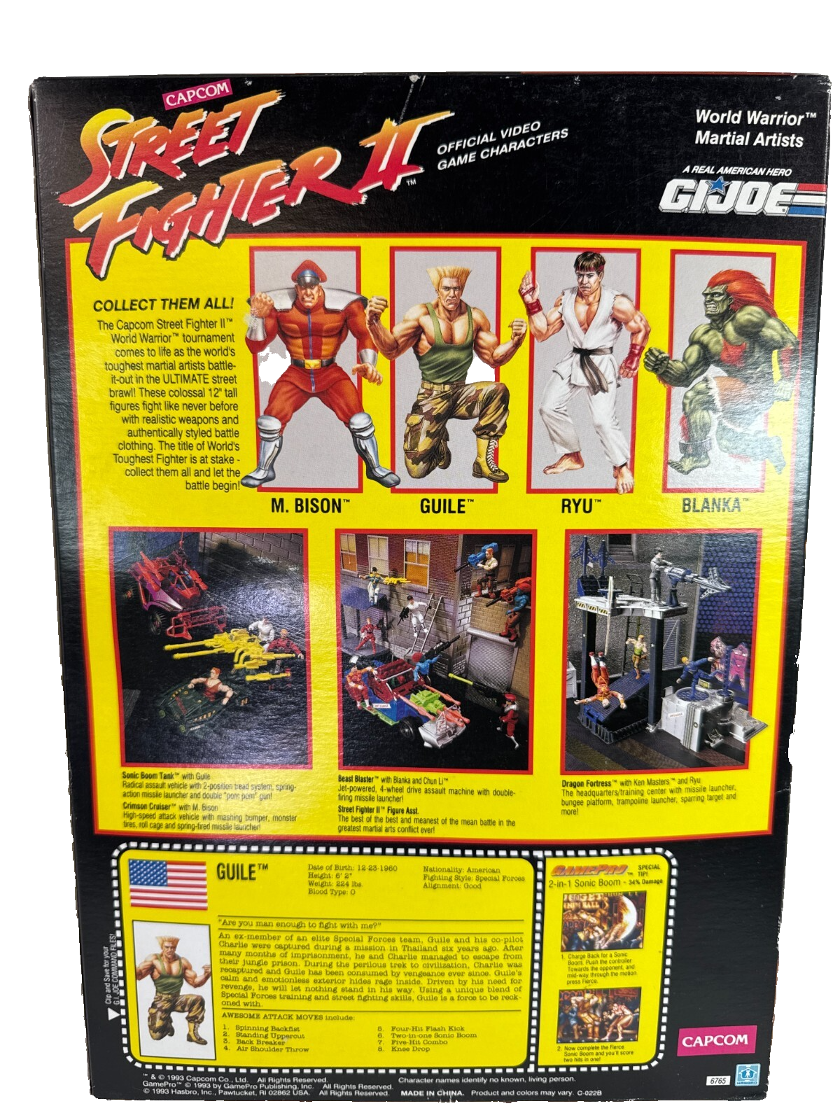 Street Fighter II Guile 12" Action Figure 1993 Hasbro GI Joe SF2 MIB
