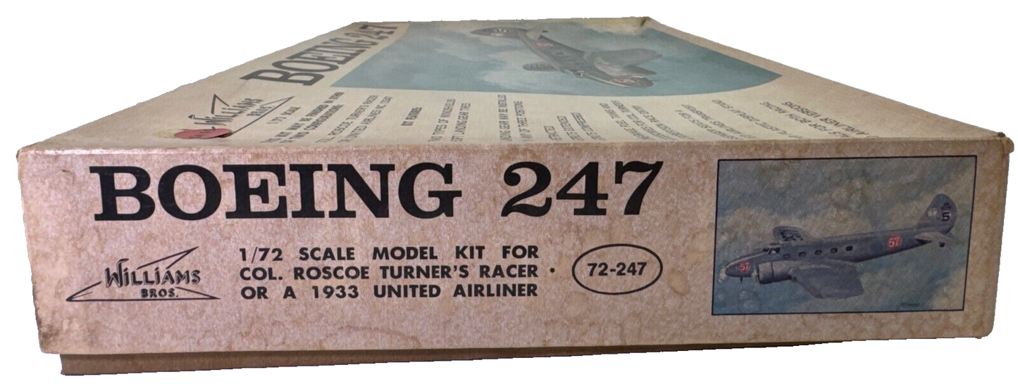 Williams Bros Boeing 247 Airliner 1/72 Scale Model Kit #72-247 Open Box