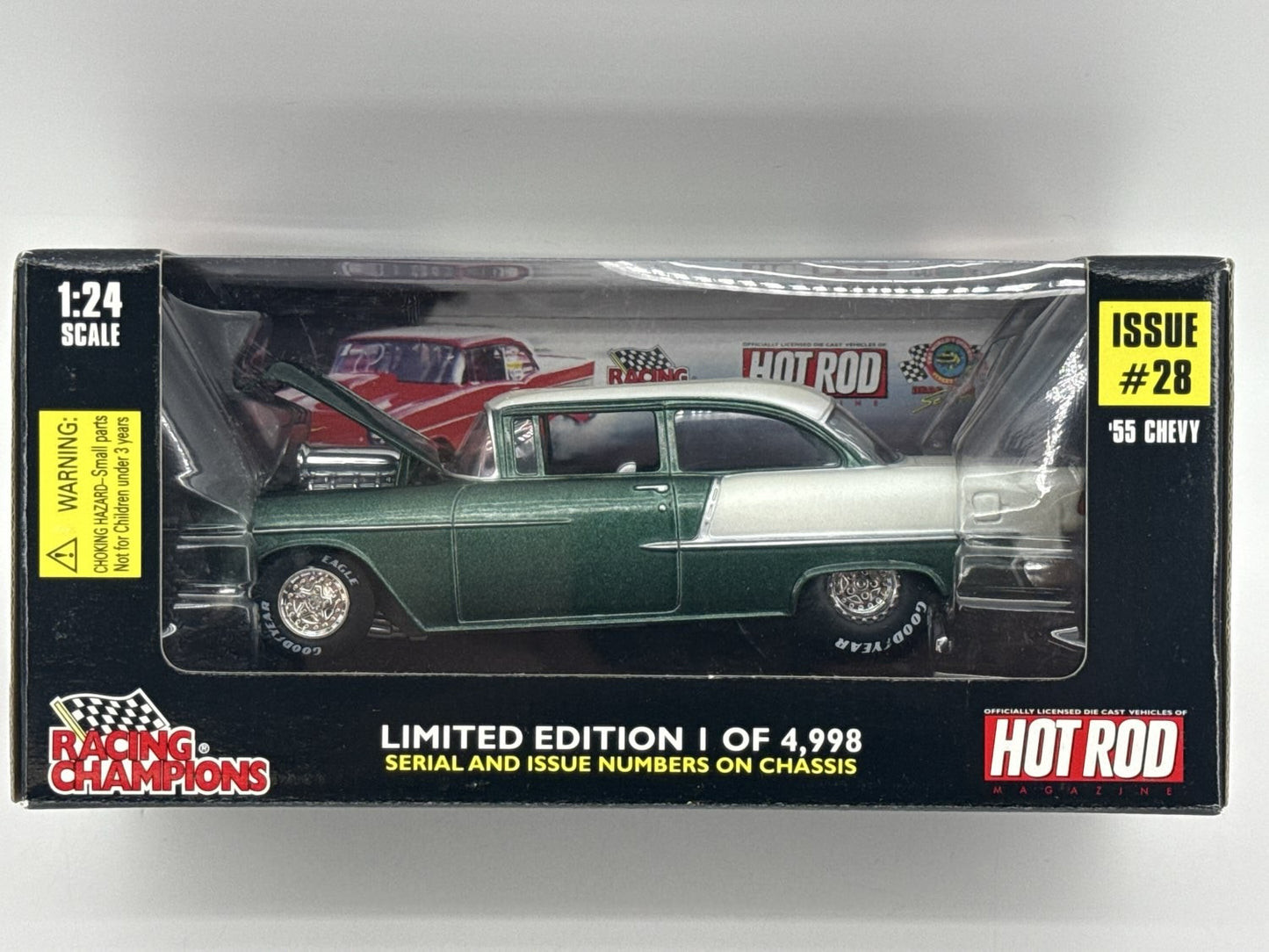 Racing Champions 1955 Chevy Bel Air Hot Rod 1:24 Green White LE #28
