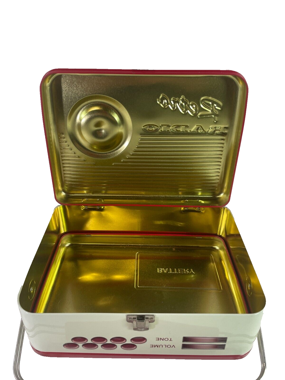 1950s Style Retro Radio Tin Lunch Box The Silver Crane Co. Red Vintage