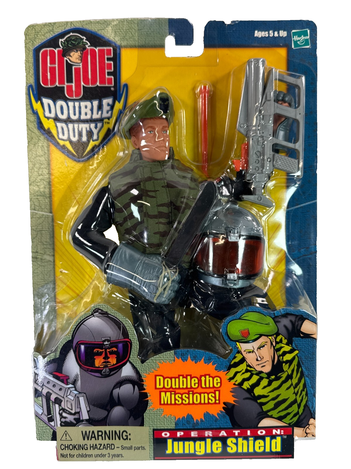 GI Joe Jungle Shield Double Duty 12" Action Figure Hasbro 2001 Harpoon Blaster