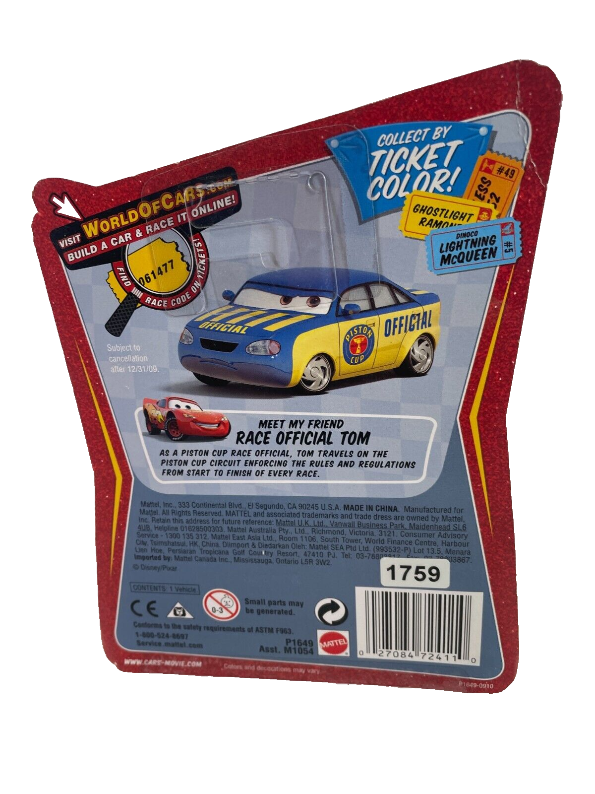 🏁 Hot Wheels Disney Pixar Cars Tumbleweed Lightning McQueen #88 – Race O Rama