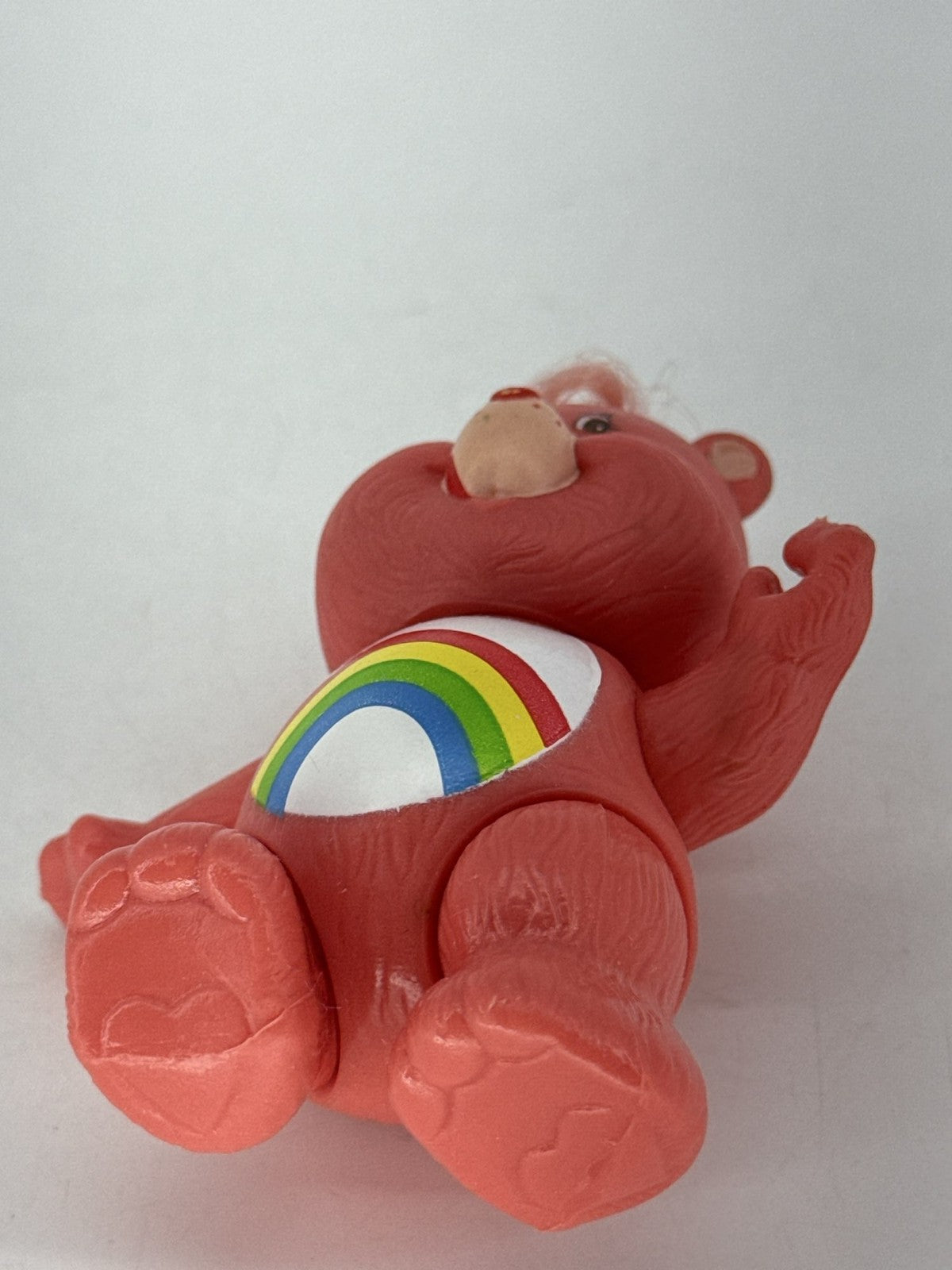 1983 Kenner Care Bears Cheer Bear Poseable PVC Figure Pink Rainbow 3.5