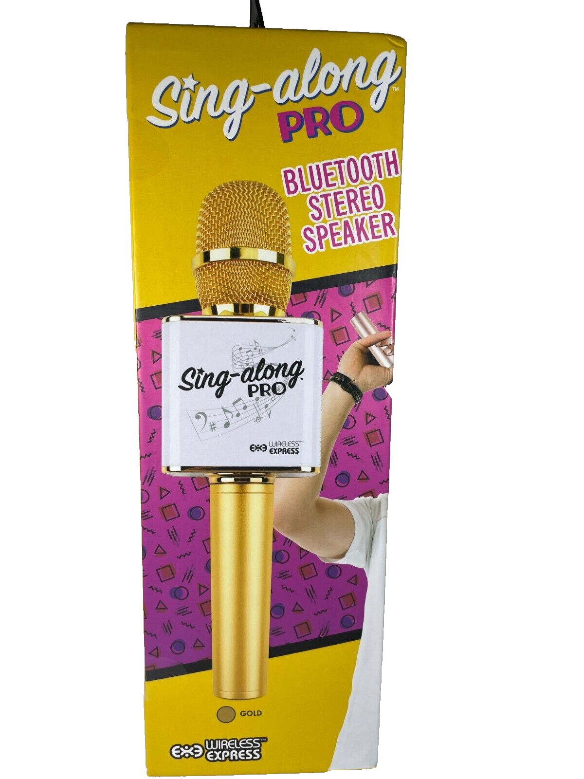 Karaoke Wireless Express Sing-Along Pro Gold Bluetooth Microphone