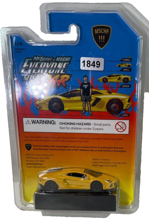 MSCHF x MrBeast "Everyone Gets a Car" XS Lamborghini Toy β Limited Edition!