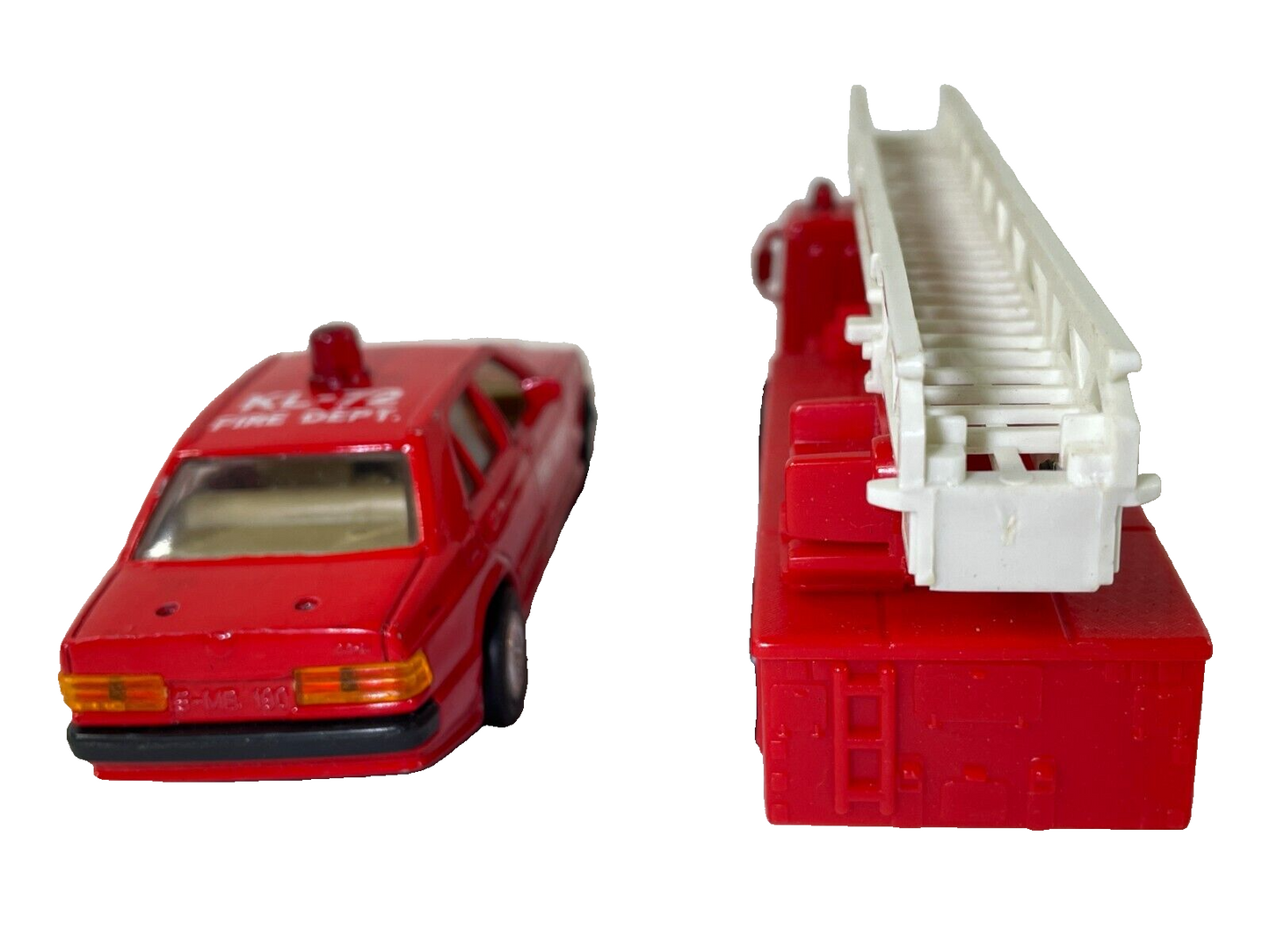Vintage Welly Mercedes Benz Fire Truck Diecast Car Lot w/ Road Signs 1:64