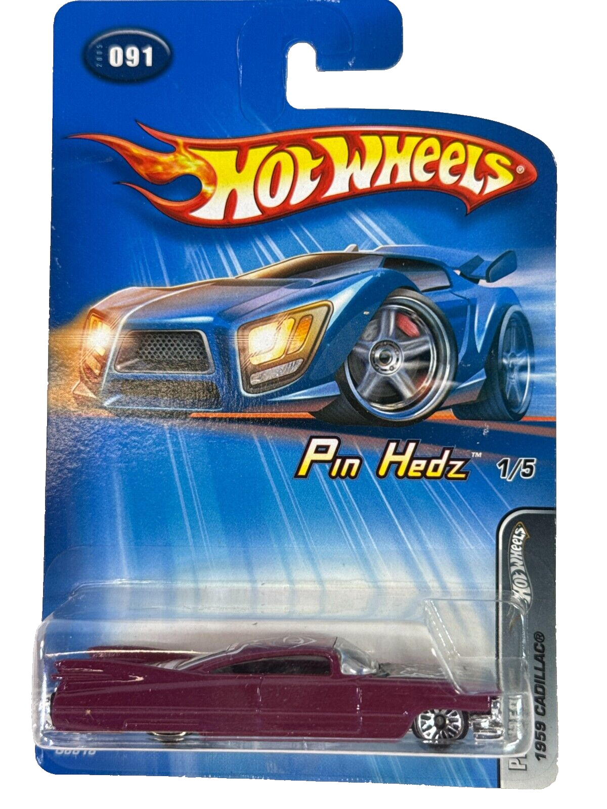 Hot Wheels Pin Hedz Series Lot 6 Cars Complete Set Blue Cards w/ β59 Cadillac