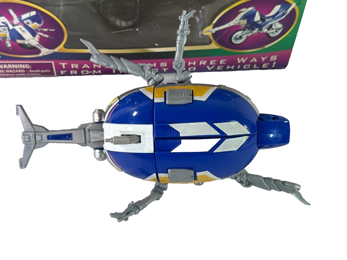 1996 Bandai Beetleborgs Blue Stinger Transforming Bike 3-Way Vehicle w/ Box 5316