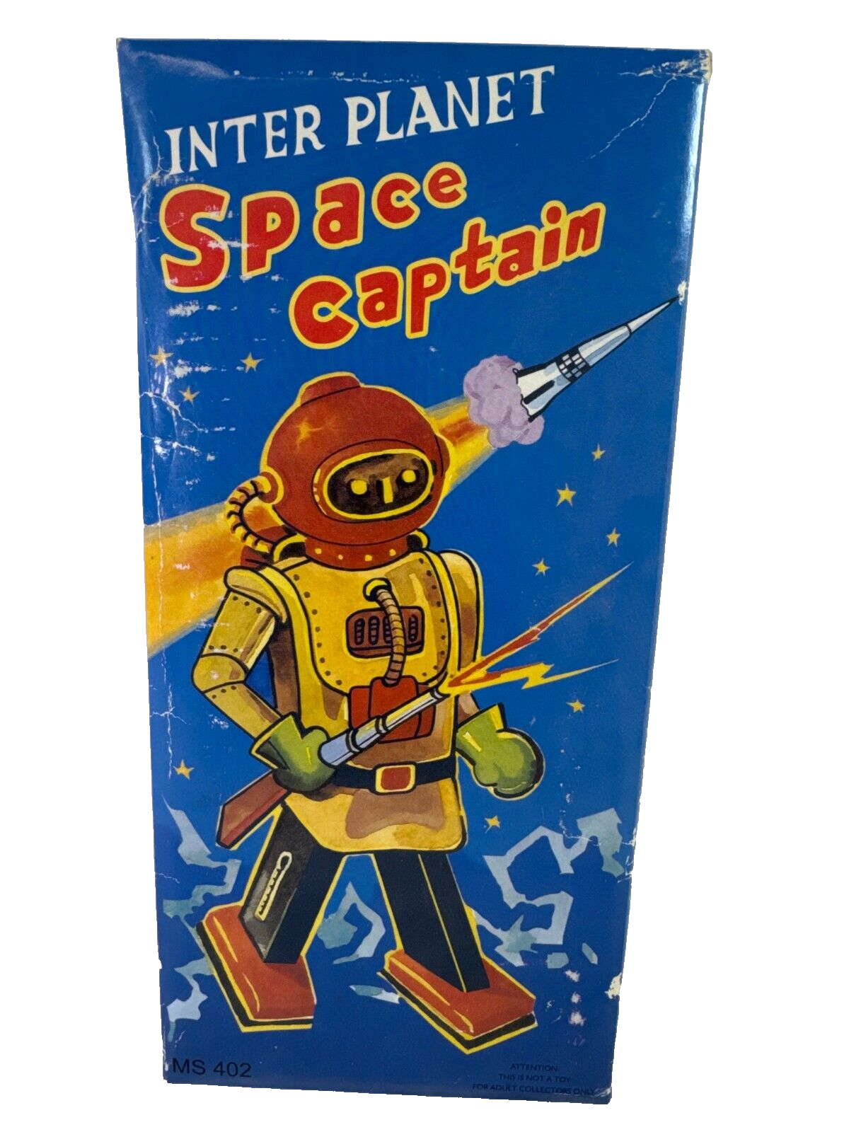 Vintage Schylling Inter Planet Space Captain Tin Wind-Up Toy w/ Box MS402