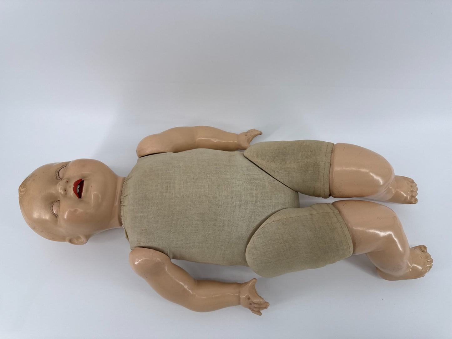 Antique 1920s EIH Co Horsman Baby Dimples Doll 20β Tin Eyes Comp Body READ