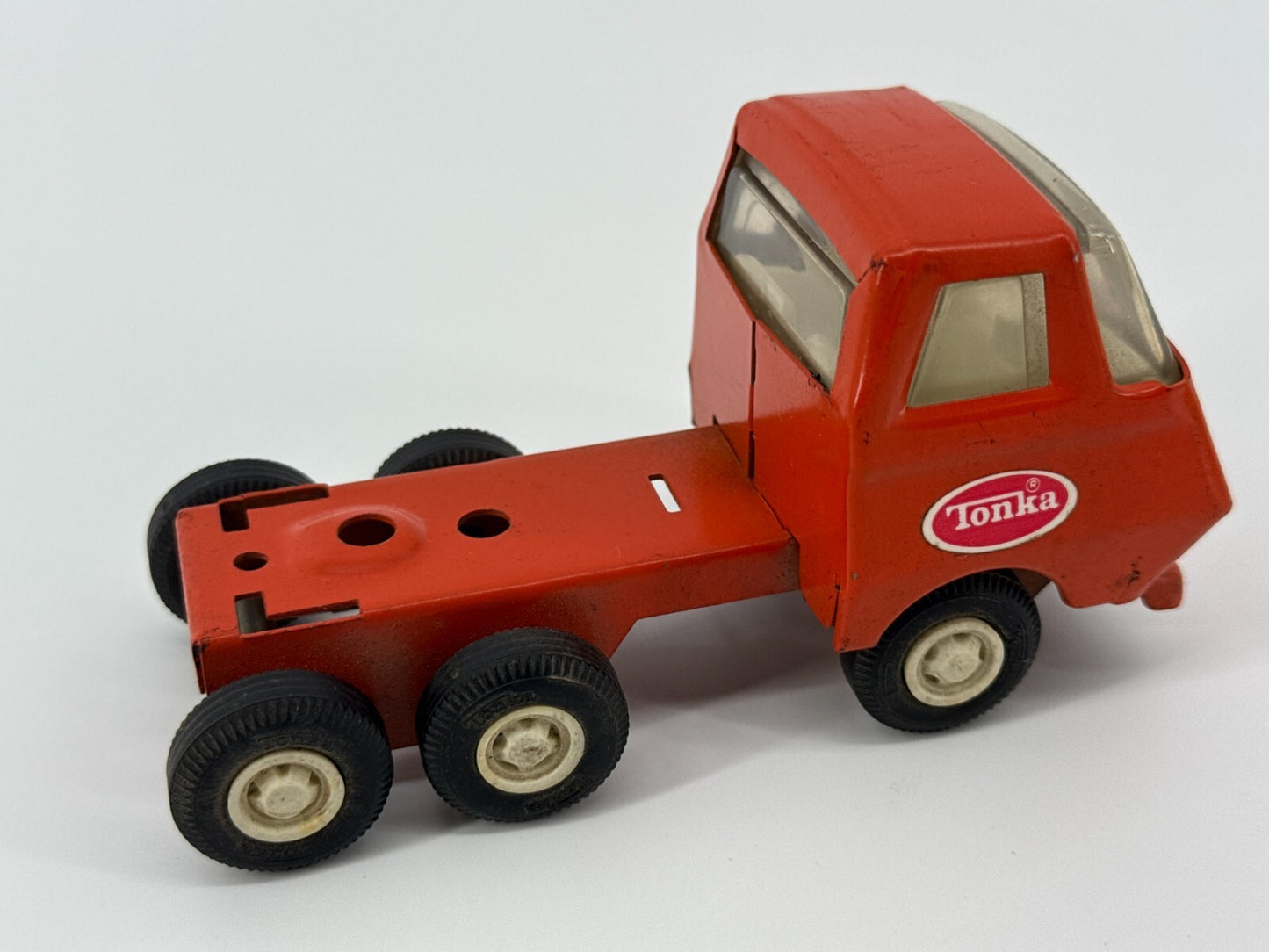 VTG 1970s Tonka Lowboy Flatbed Hauler Truck Dump Trailer Yellow Red Diecast Stee