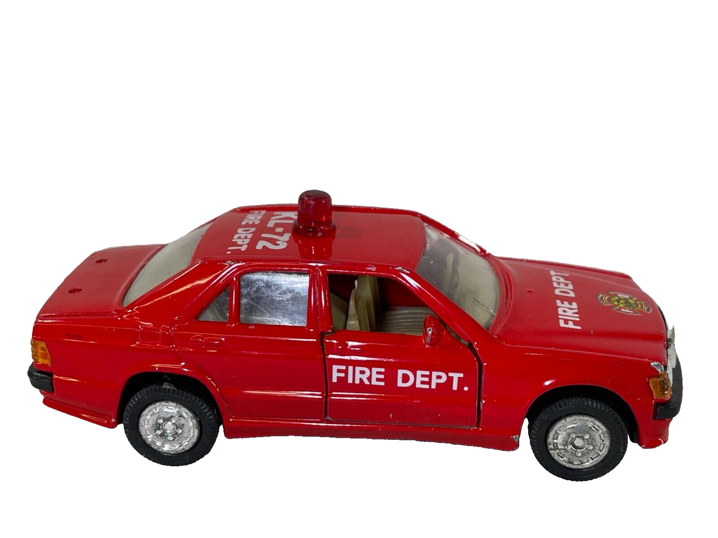Vintage Welly Mercedes Benz Fire Truck Diecast Car Lot w/ Road Signs 1:64