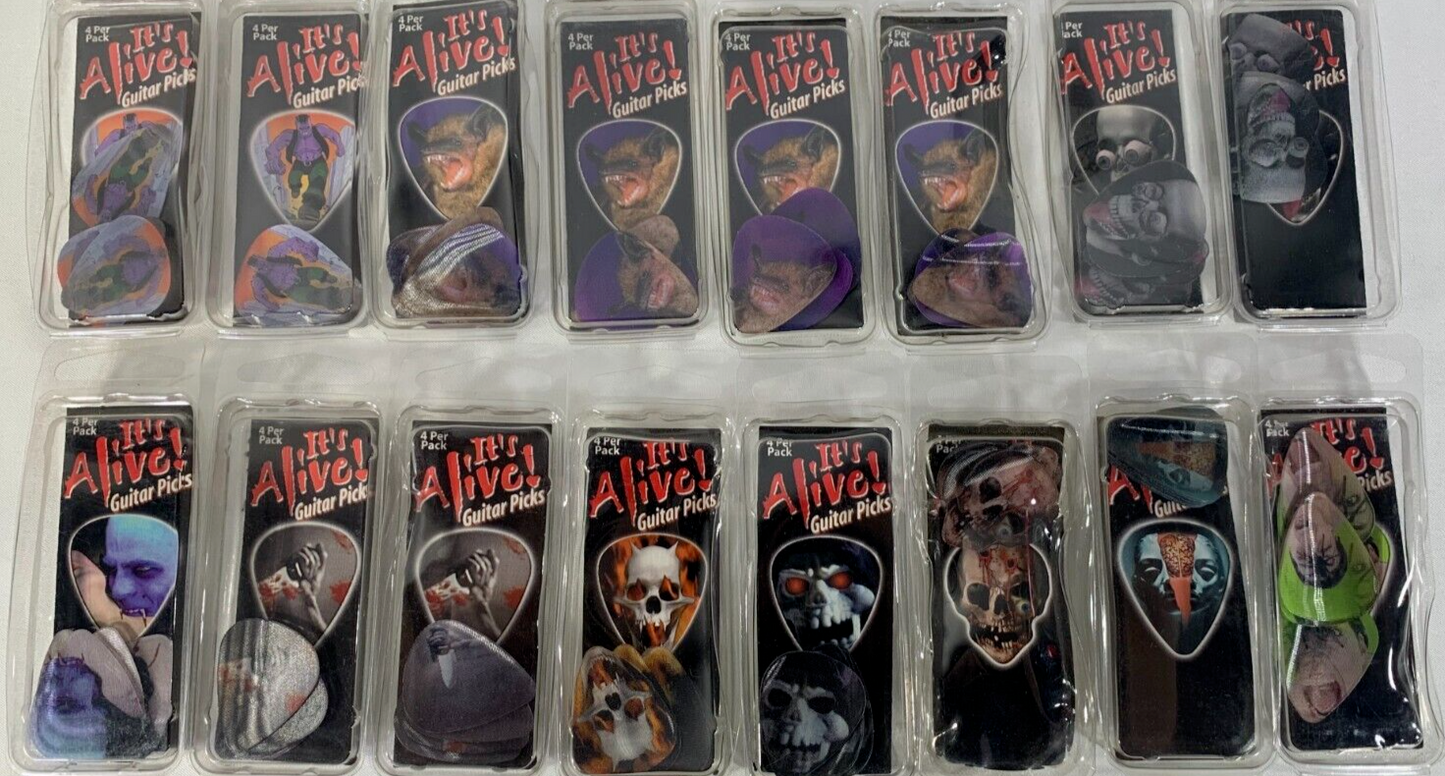 Hot Picks It’s Alive Guitar Picks Lot of 15 Packs Horror Theme 60 Total Medium