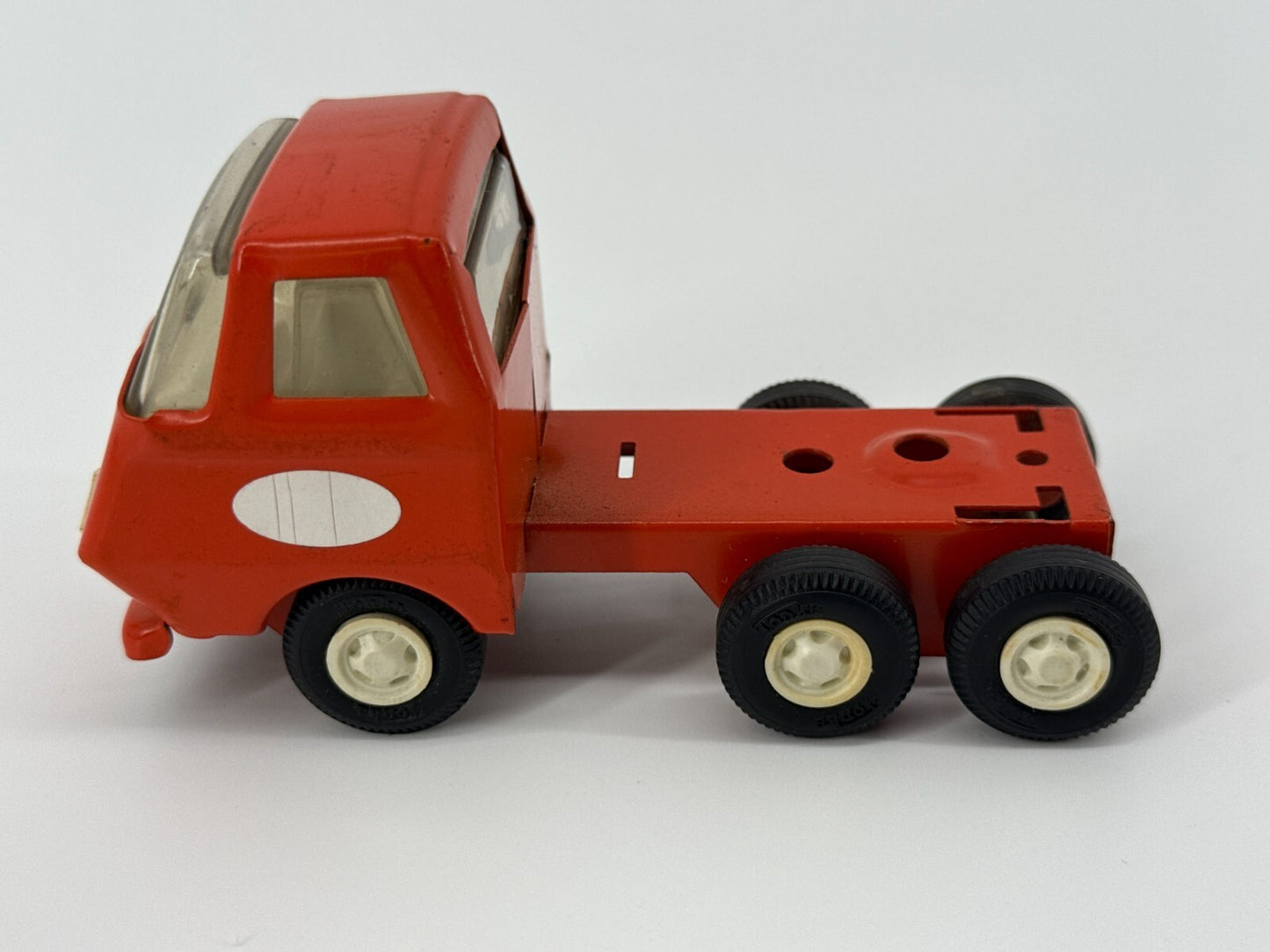 VTG 1970s Tonka Lowboy Flatbed Hauler Truck Dump Trailer Yellow Red Diecast Stee