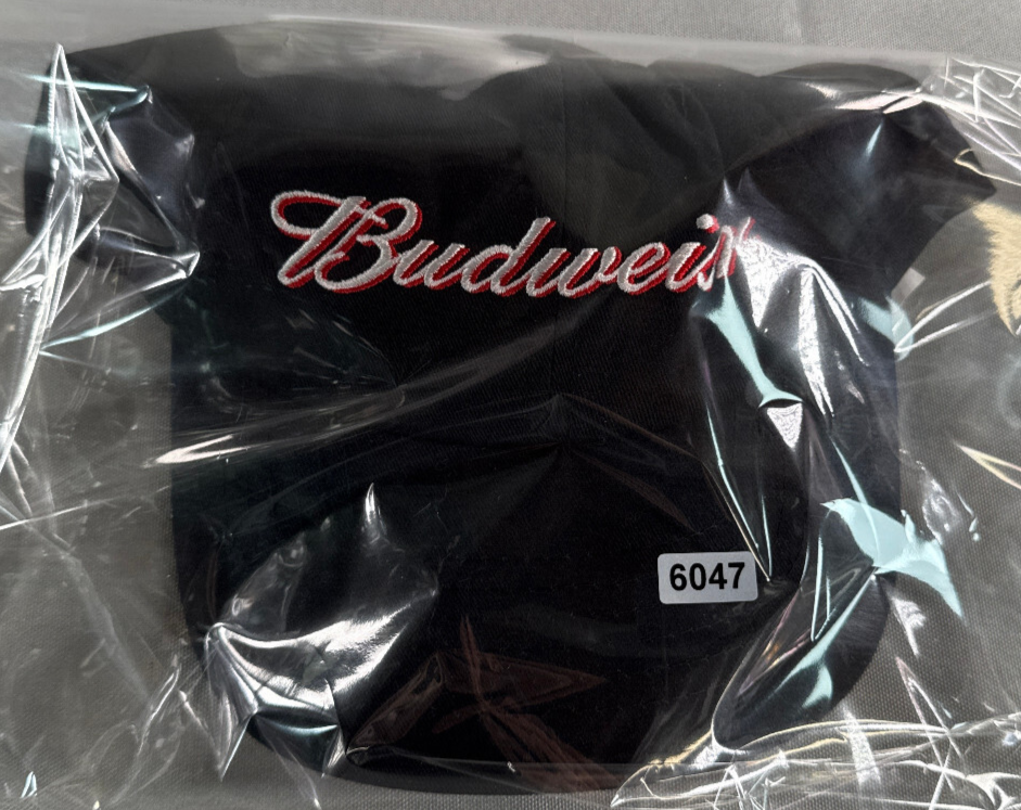 Budweiser Beer Hat Black Snapback Cap Adjustable OSFA Logo Embroidered Script