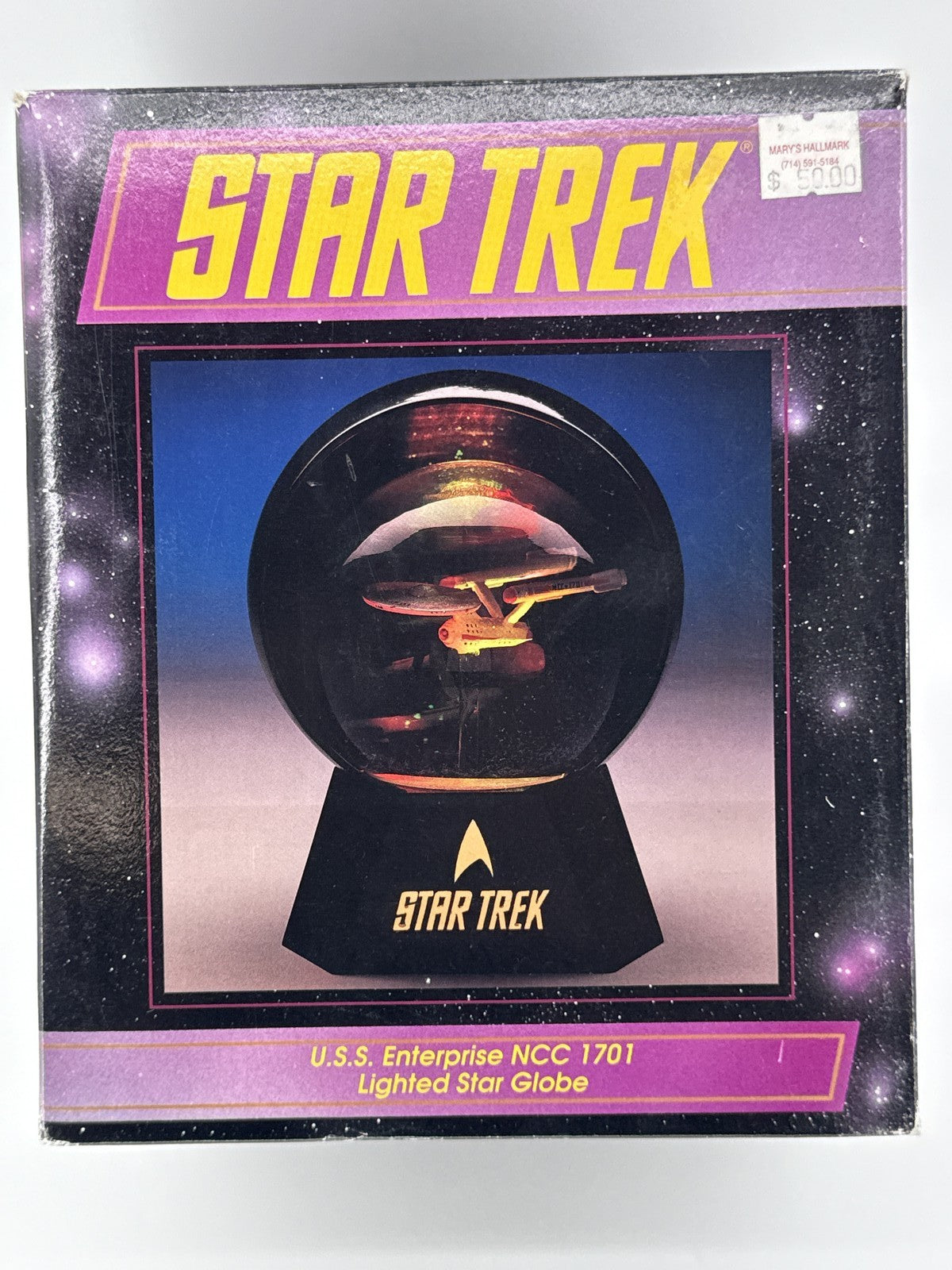 1992 Hallmark Star Trek USS Enterprise NCC-1701 Lighted Star Globe Vintage
