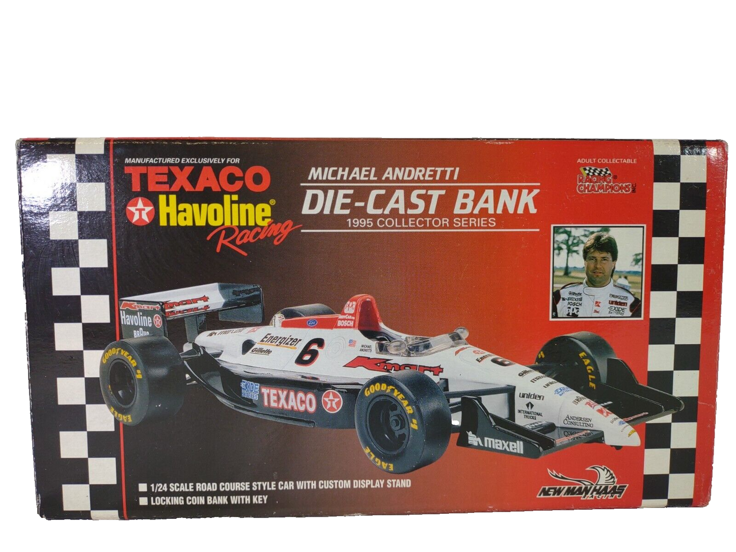 1995 Texaco Havoline Michael Andretti Die Cast Bank 1:24 Car Racing Collectible