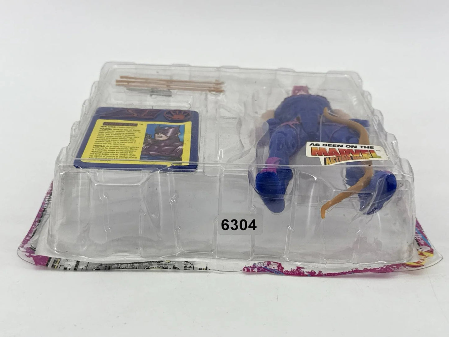 HAWKEYE Action Figure Bow & Arrow Toy Biz Iron Man 1995 MOC Marvel Apparel
