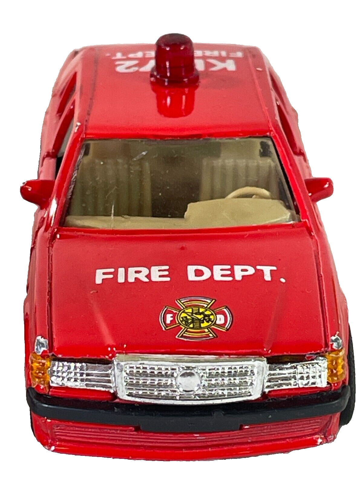 Vintage Welly Mercedes Benz Fire Truck Diecast Car Lot w/ Road Signs 1:64
