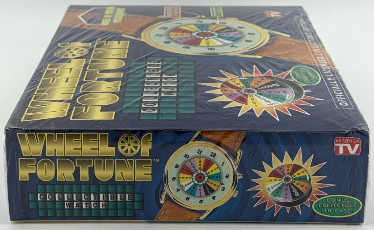 Wheel Of Fortune Watch 1990s 18K Gold Plated Spinning Dial Lights Tin Game Cards