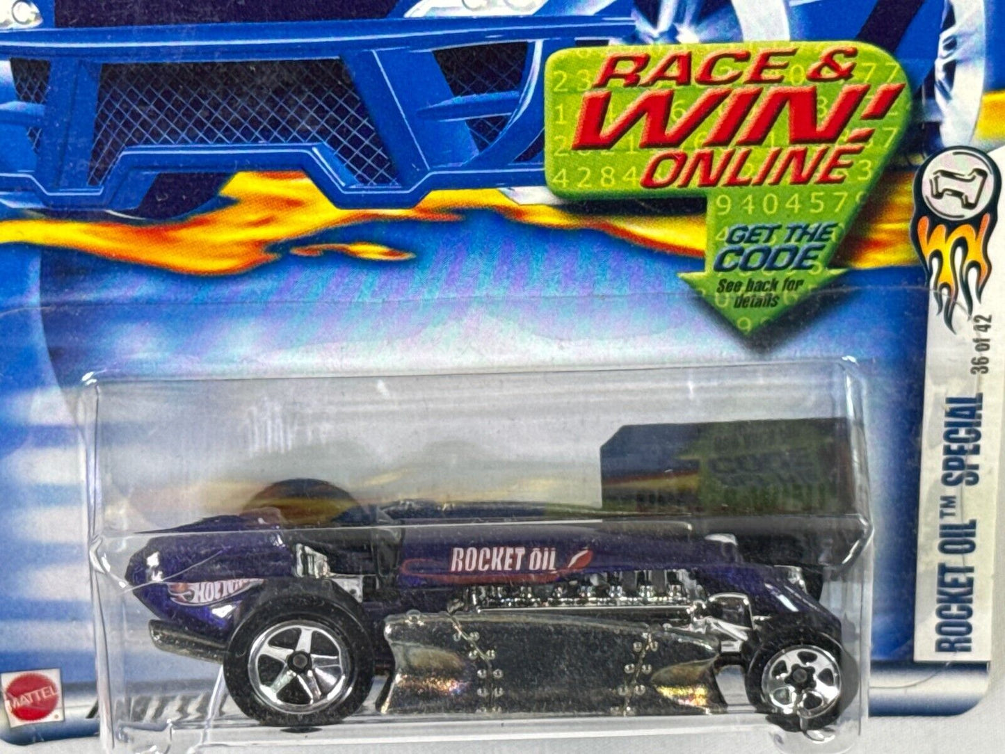 Hot Wheels Rocket Oil Special #048 Race & Win Online Die-Cast Car Purple #1264