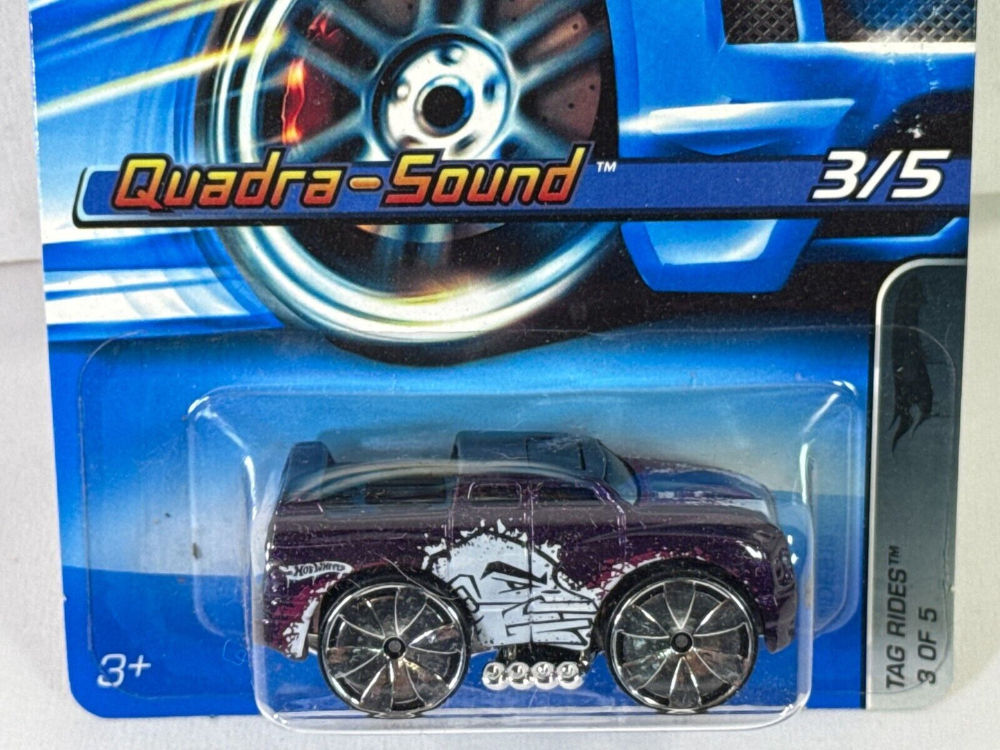 Hot Wheels Quadra-Sound Tag Rides Custom Tuner Purple Chrome Wheels 2005 #1258