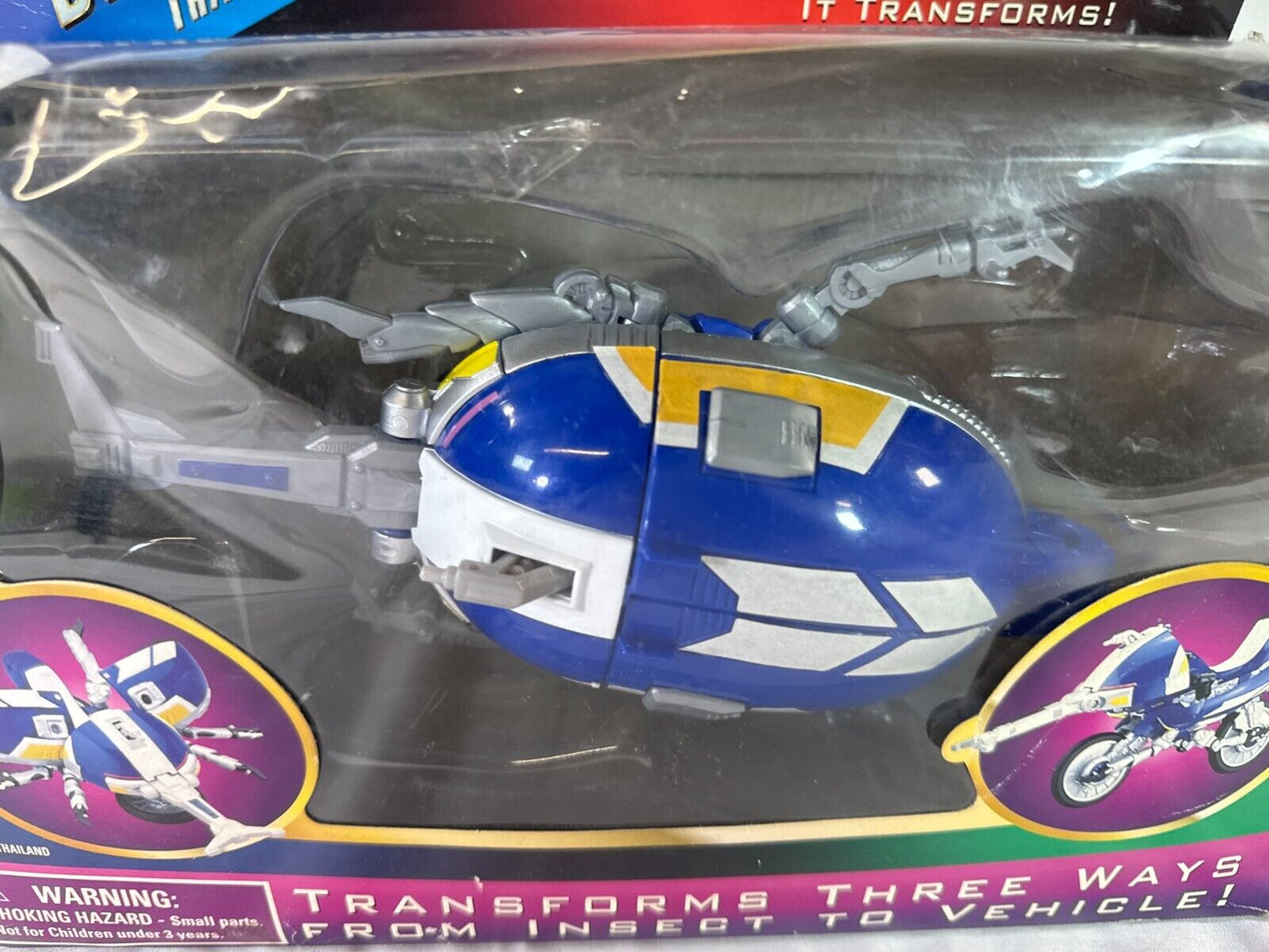 1996 Bandai Beetleborgs Blue Stinger Transforming Bike 3-Way Vehicle w/ Box 5316