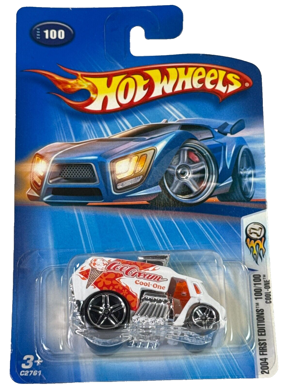 🍦 Hot Wheels 2004 First Editions Cool-One Ice Cream Truck #100 White Chrome MIN