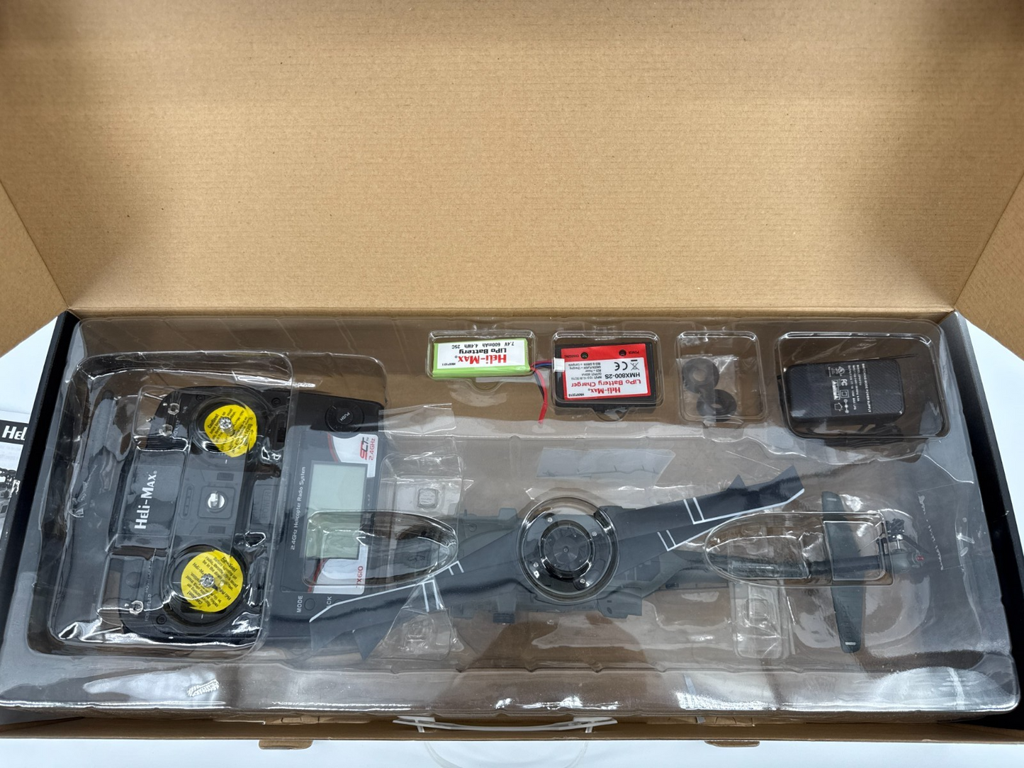 Heli-Max Black Hawk 1/43 RTF RC Helicopter TX610 LiPo 4 Blade Open Box NEW