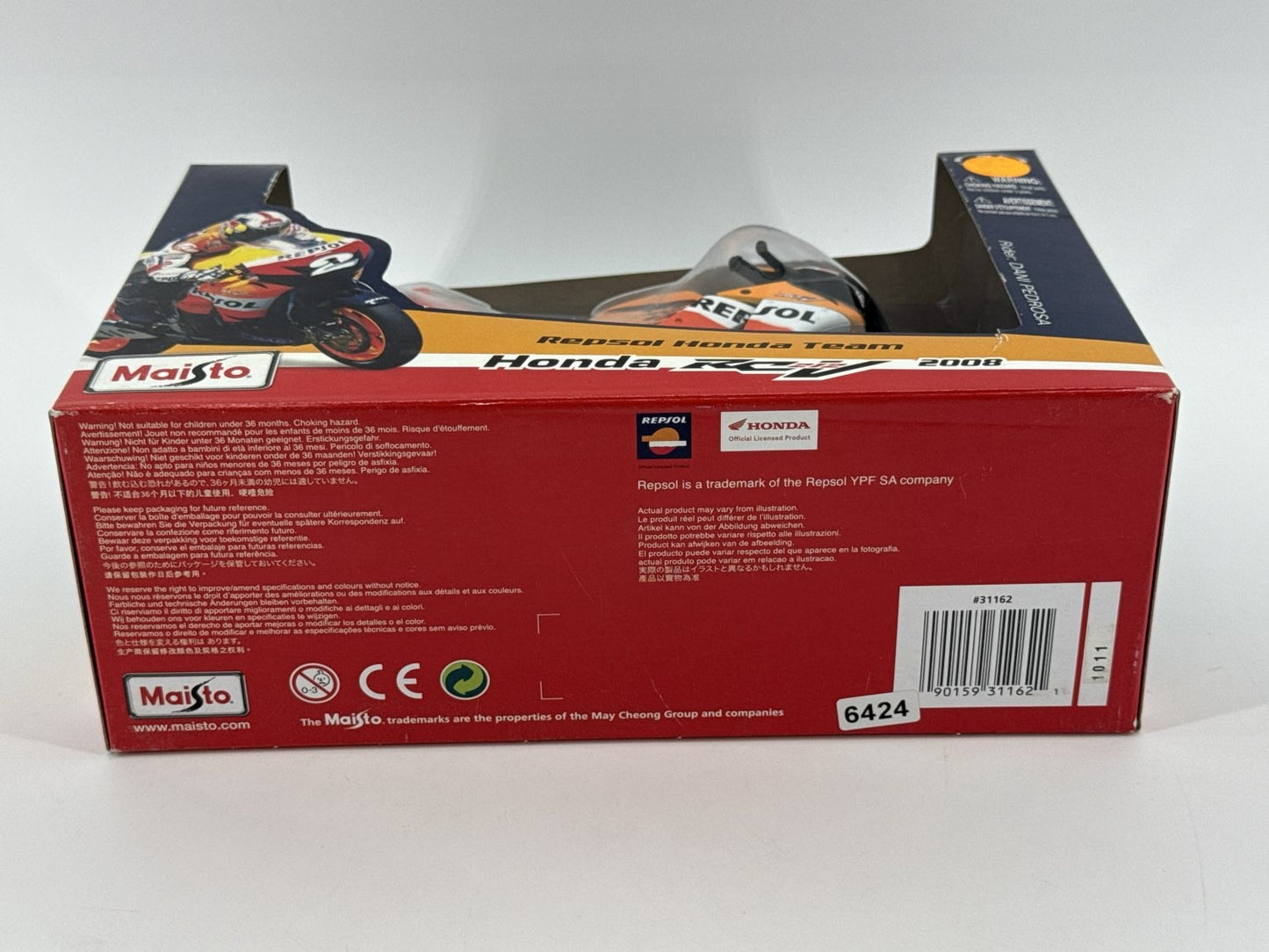 Maisto 1:18 Honda RC212V Repsol Dani Pedrosa 2008 Diecast MotoGP Bike 31162