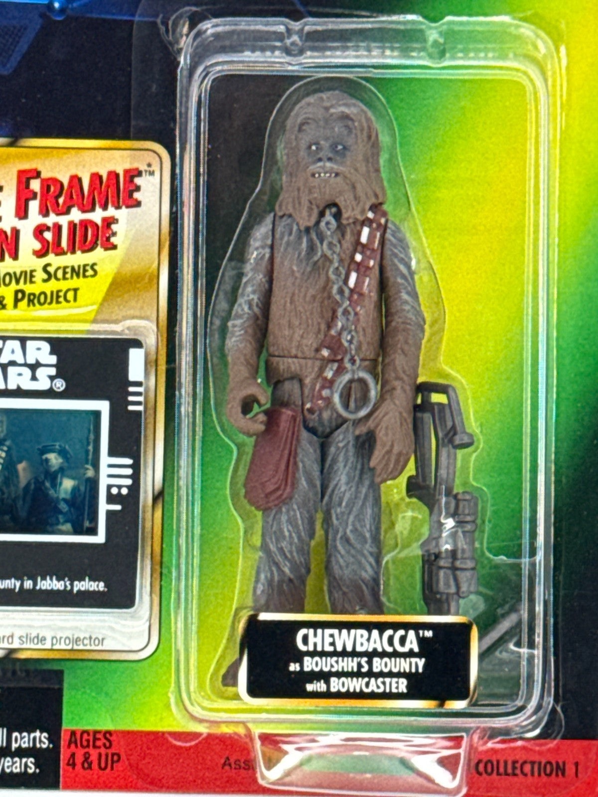Star Wars POTF Chewbacca Boushh’s Bounty 1998 Kenner New Freeze Frame Slide MOC