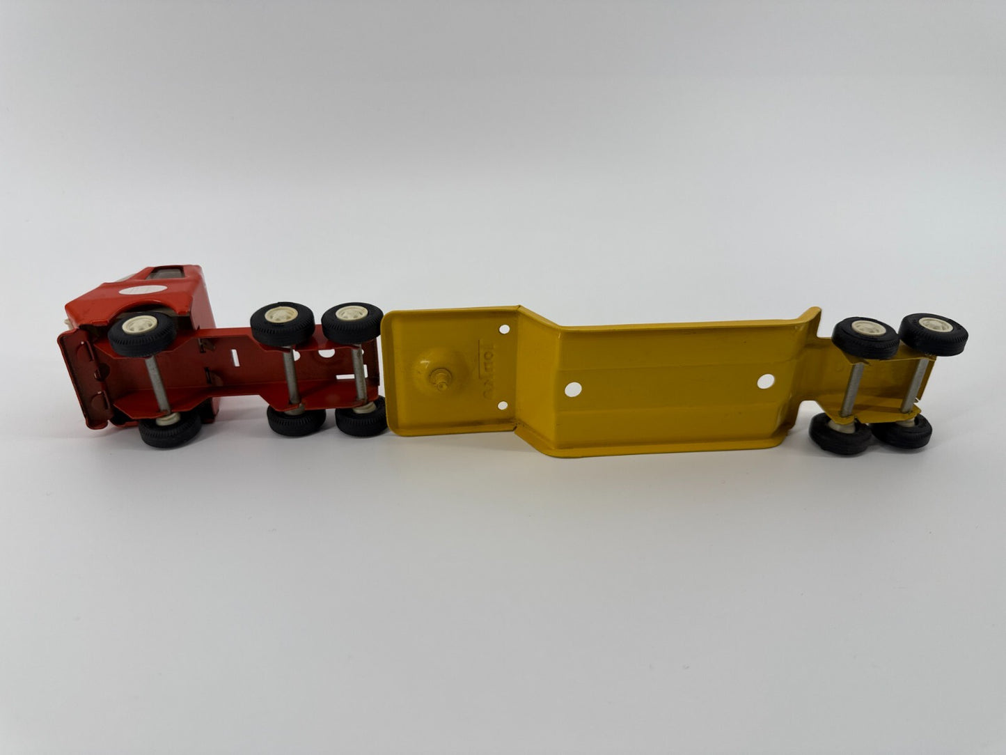 VTG 1970s Tonka Lowboy Flatbed Hauler Truck Dump Trailer Yellow Red Diecast Stee