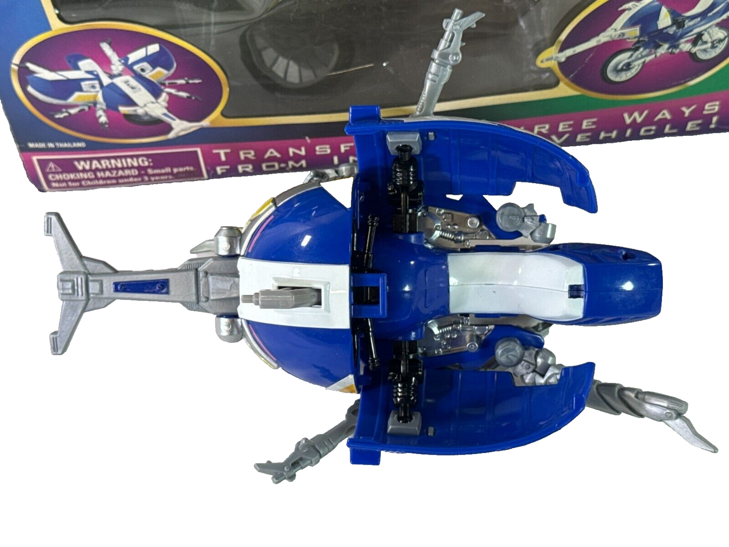 1996 Bandai Beetleborgs Blue Stinger Transforming Bike 3-Way Vehicle w/ Box 5316
