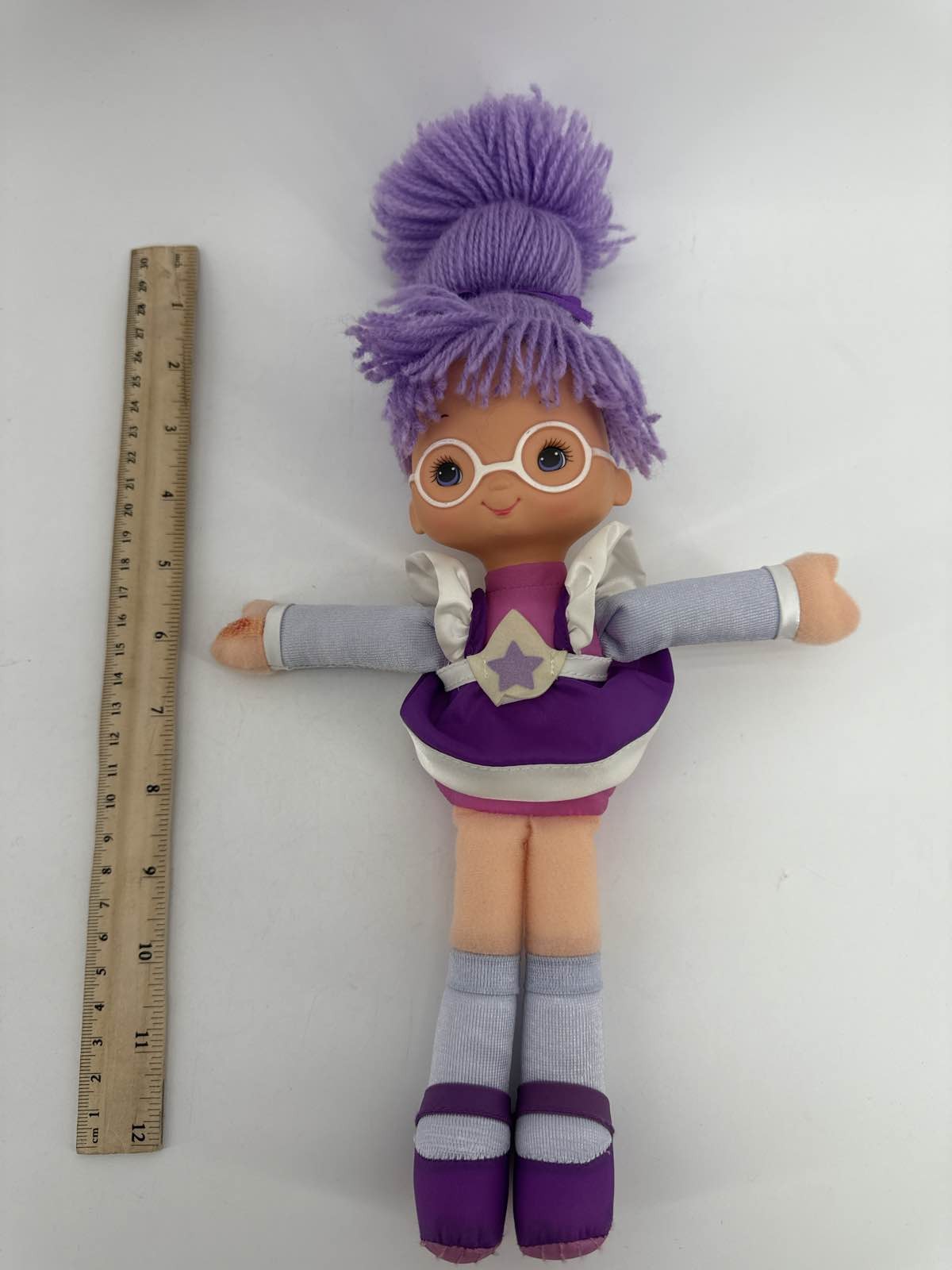 1983 Rainbow Brite Shy Violet 18" Doll Hallmark Plush Purple Yarn Hair