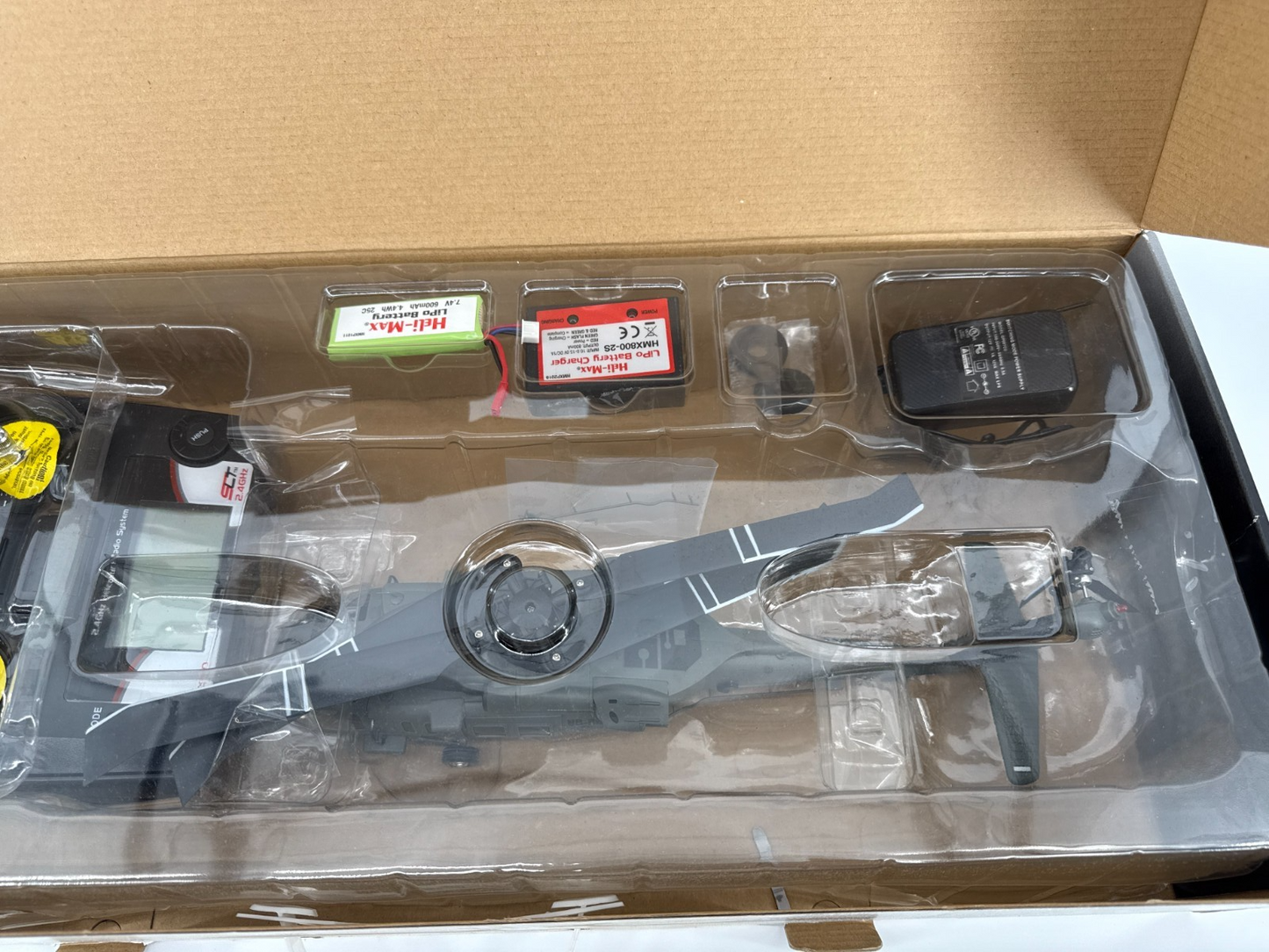Heli-Max Black Hawk 1/43 RTF RC Helicopter TX610 LiPo 4 Blade Open Box NEW
