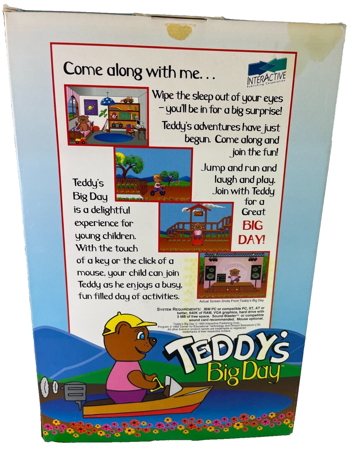 Teddy’s Big Day Interactive PC Learning Toy w 3.5" DOS Diskette Sealed NIB