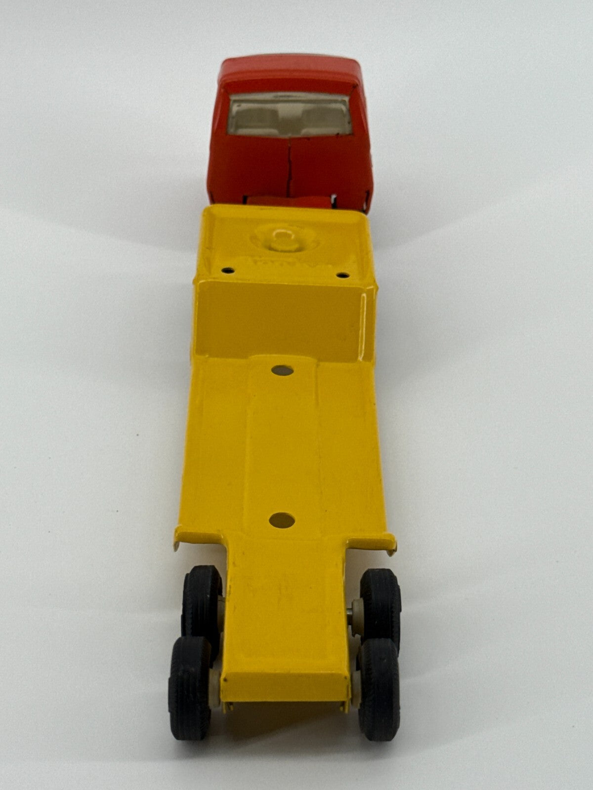 VTG 1970s Tonka Lowboy Flatbed Hauler Truck Dump Trailer Yellow Red Diecast Stee