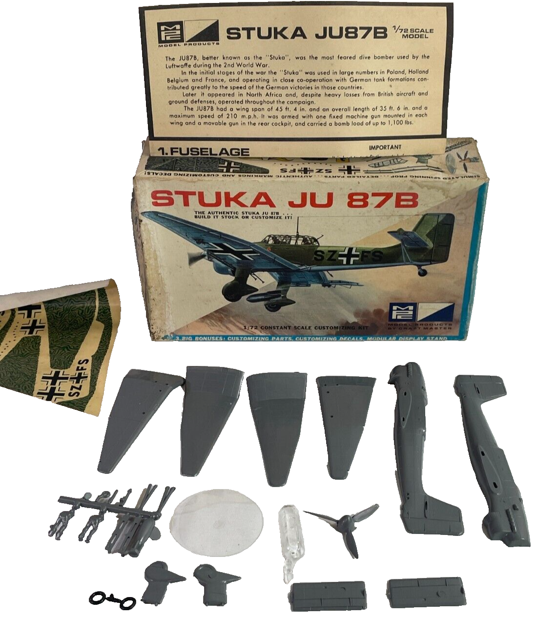 Vintage Stuka JU 87B 1:72 Model Kit Craft Master WWII German Dive Bomber