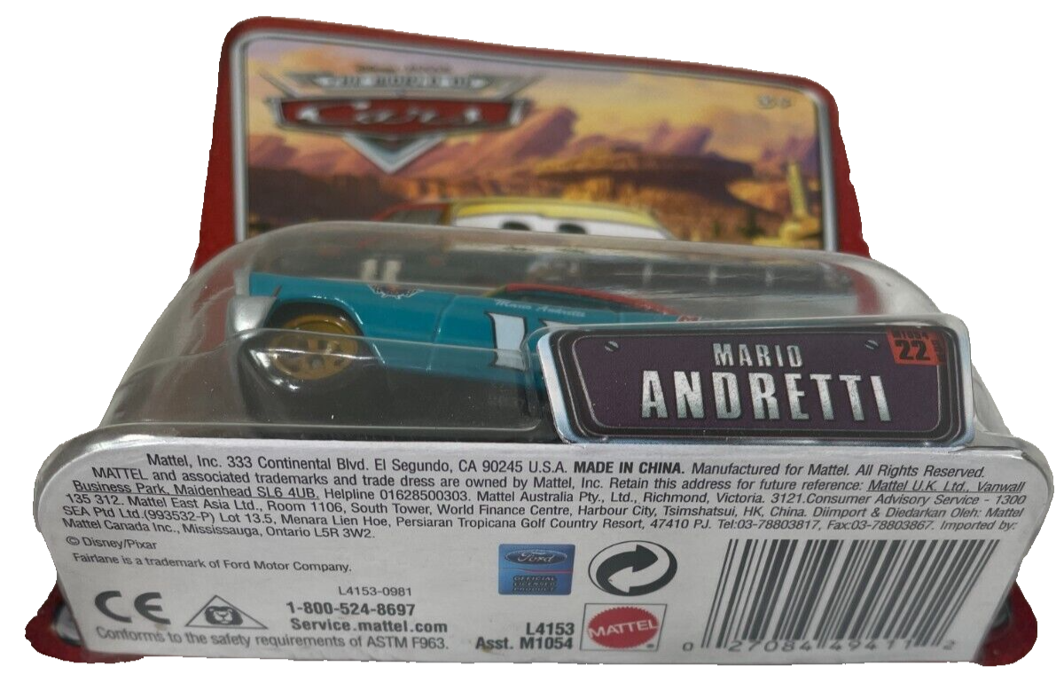 Disney Pixar Cars The World of Cars #22 Mario Andretti Diecast Figure NEW!