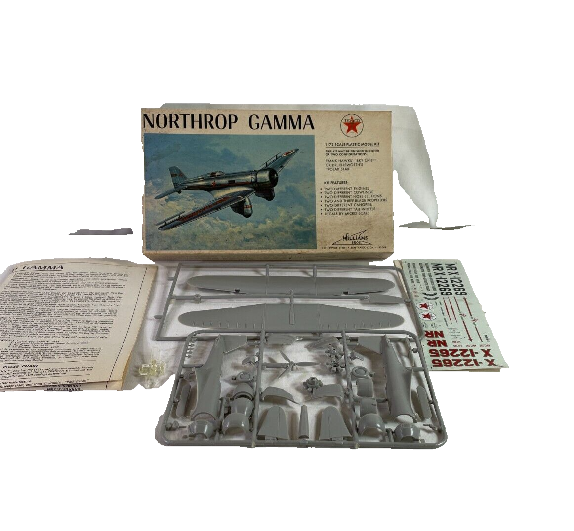 Vintage Williams Bros. Northrop Gamma 1:72 Scale Model Kit – Sky Chief/Polar Sta