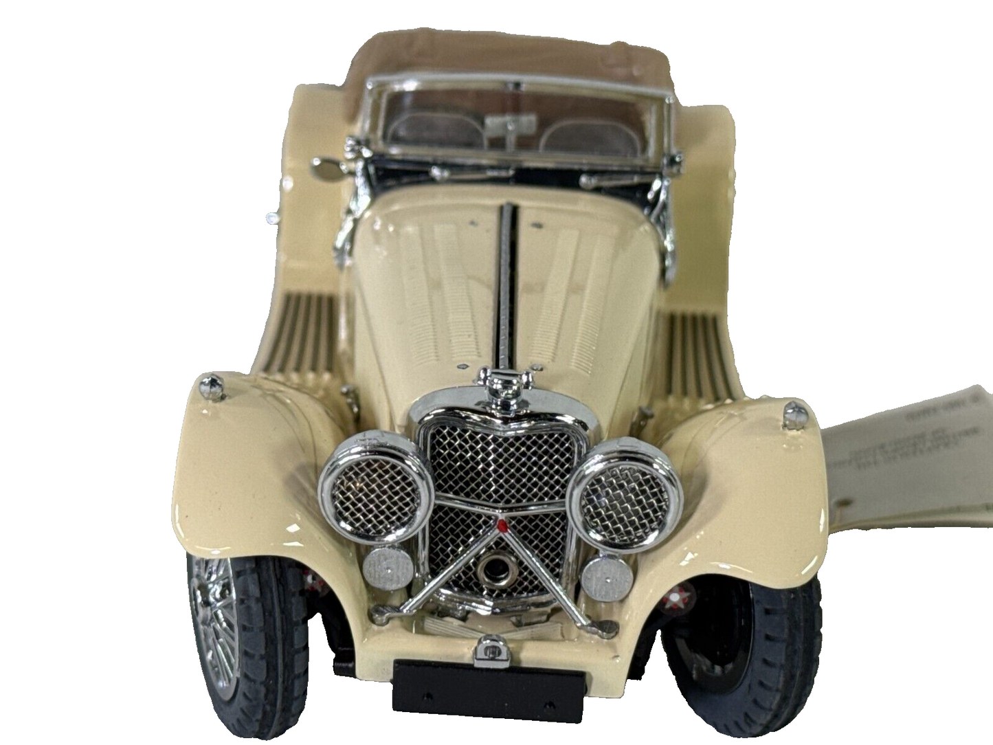 Franklin Mint 1938 Jaguar SS-100 1:24 Diecast Cream Ivory w/ Tag Chrome Wire