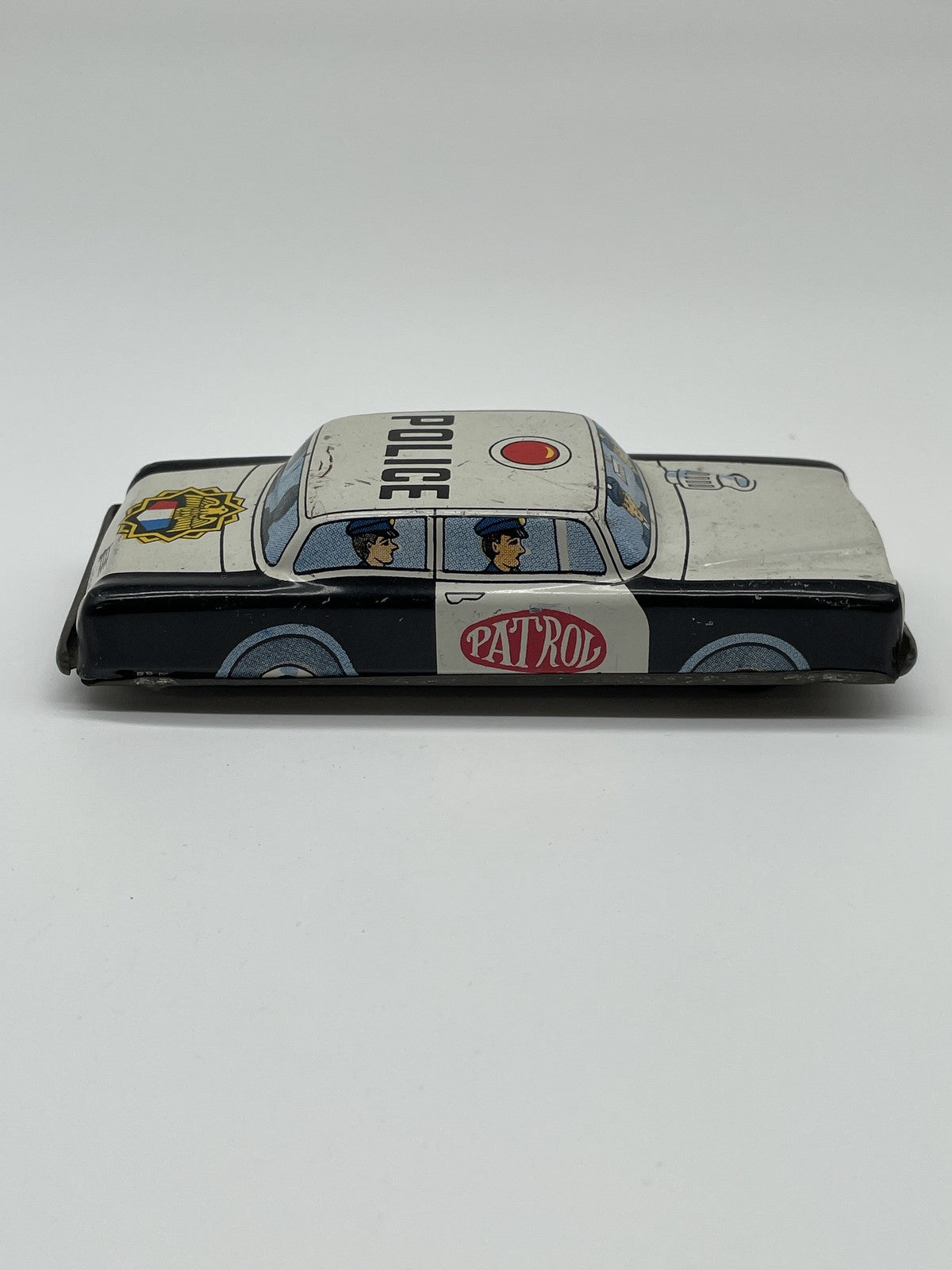 Vintage Tin Litho Police Patrol Car Toy Japan Pressed Steel 1960s Collectible