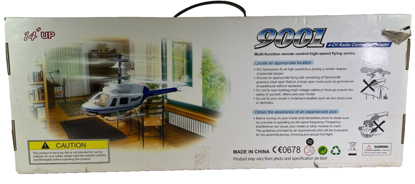 Double Horse 9001 RC Helicopter 4-CH Blue Easy Fly Remote Control