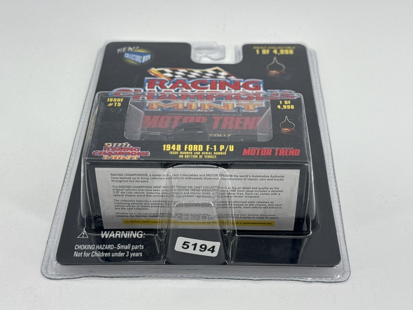 Racing Champions 1948 Ford F-1 P/U Black #T5 4998