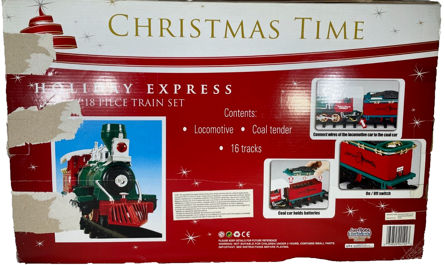 Christmas Time Holiday Express Train Set 18-Piece Santa's Village w/ Tracks